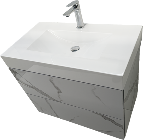 Шкаф с бяла мивка и мраморен ефект Verona 80 Marble W